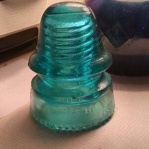 Vintage Glass Insulator - Teal